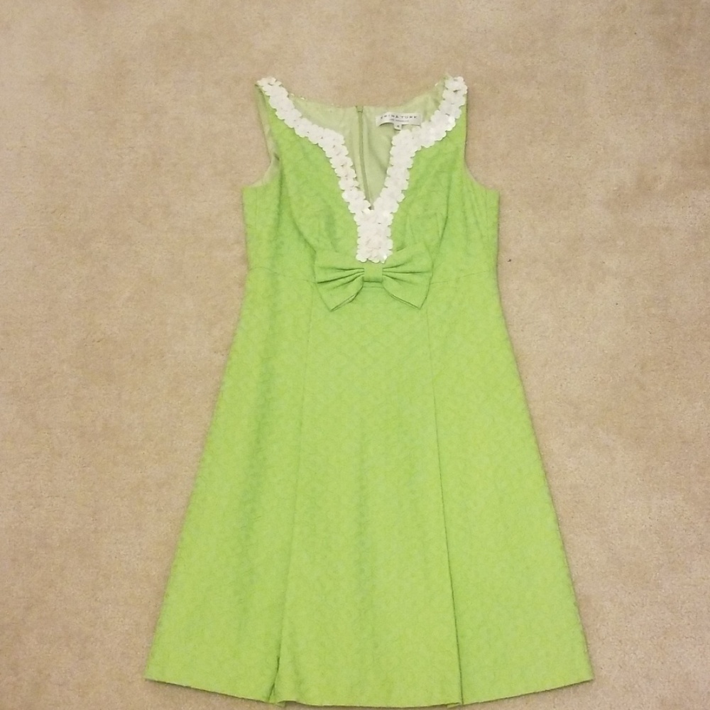 Trina Turk textured dress with bow and sequins